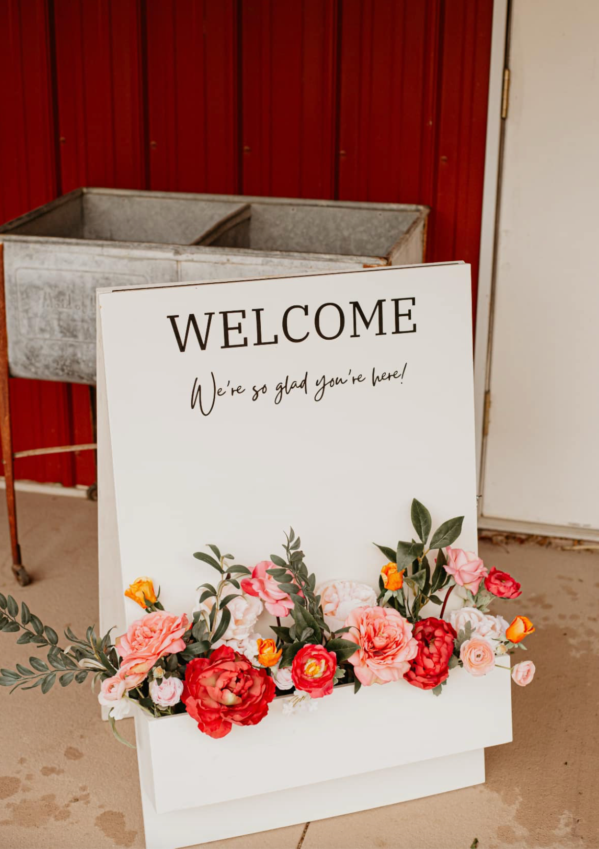 FLOWER BOX WELCOME SIGN