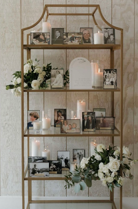 BOOKSHELF - GOLD (GLASS SHELVES)