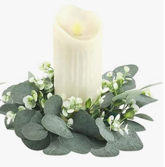 PILLAR CANDLE WREATH - GREENERY (FAUX)