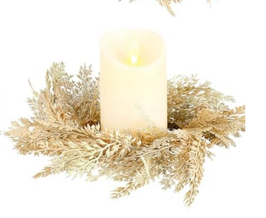 PILLAR CANDLE WREATH - PAMPAS (FAUX)
