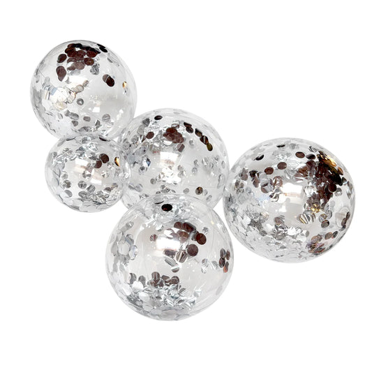 5-CLUSTER BALOON GARLAND - TRANSPARENT WITH CONFETTI