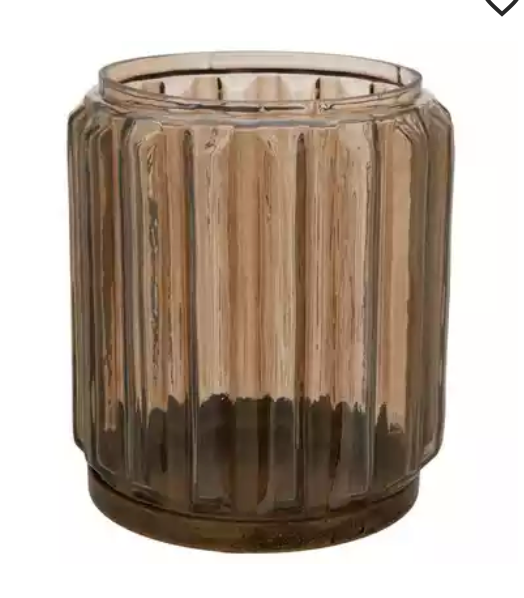 LARGE CANDLE HOLDER - AMBER / BRASS