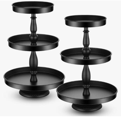 3 TIERED DESSERT STAND - BLACK