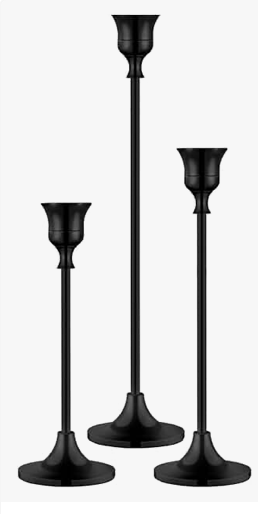 CANDLE STICK / HOLDER - TALL BLACK, VARYING HEIGHTS (TAPER CANDLE)